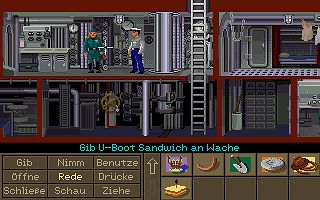 Indy bietet einem Nazi-W�chter sein U-Boot-Sandwich an