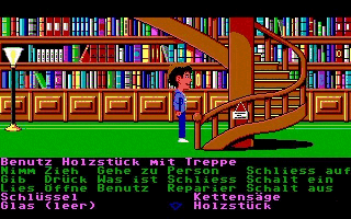 B�cherei: Benutz Holzst�ck mit Treppe